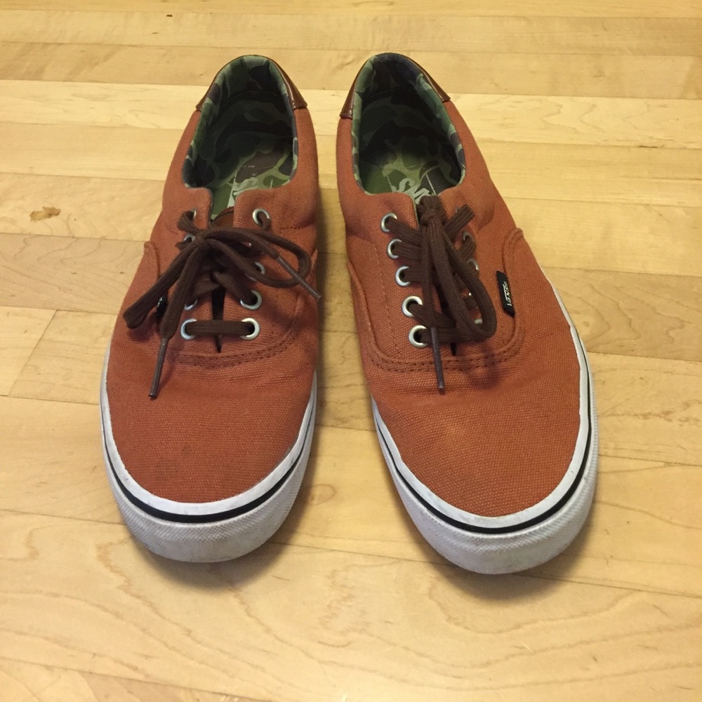 Orange Tan Brown Authentic Vans W faux leather